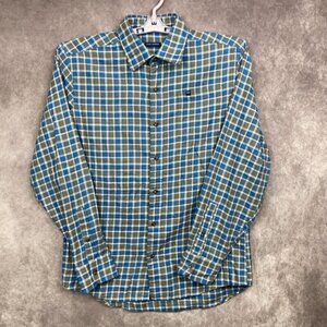 FISH HIPPIE Rumfront Collection Button Shirt Mens L Blue/Gray Plaid Preppy L/S